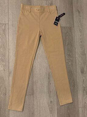 Chaps Girls' Khaki/Tan Knit Jeggings - Pull-On Stretch Leggings. Girls size 8